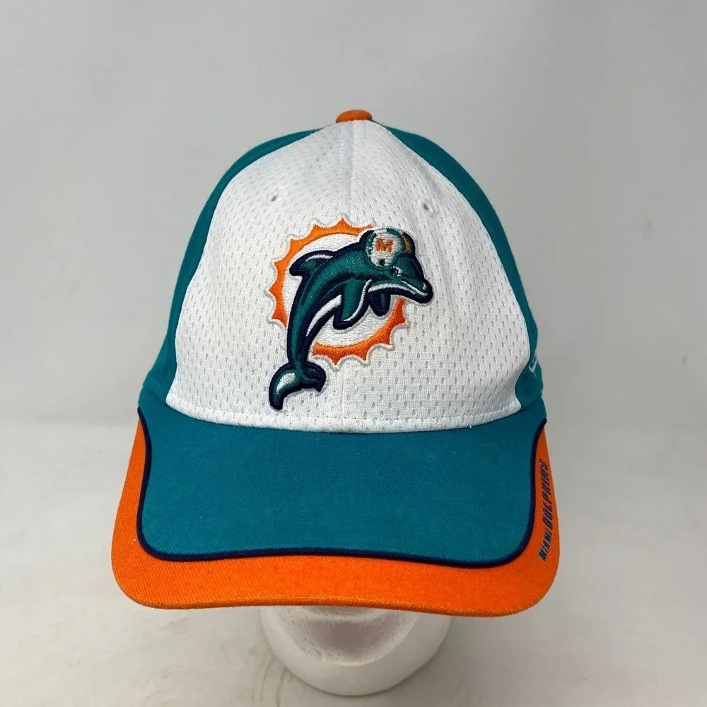 Miami Dolphins NFL Equipment Reebok Hat Adjustable‎ Teal Orange White Mesh Cap